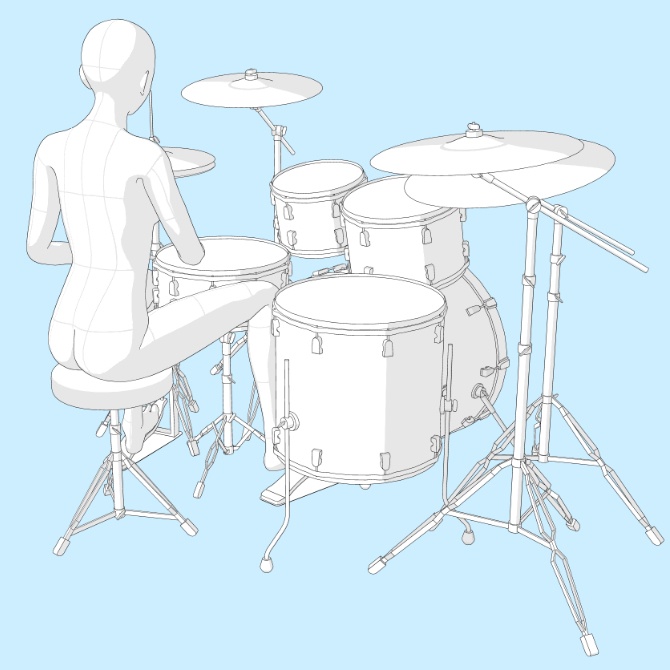 【3D素材】ドラムセット1【cs3o】