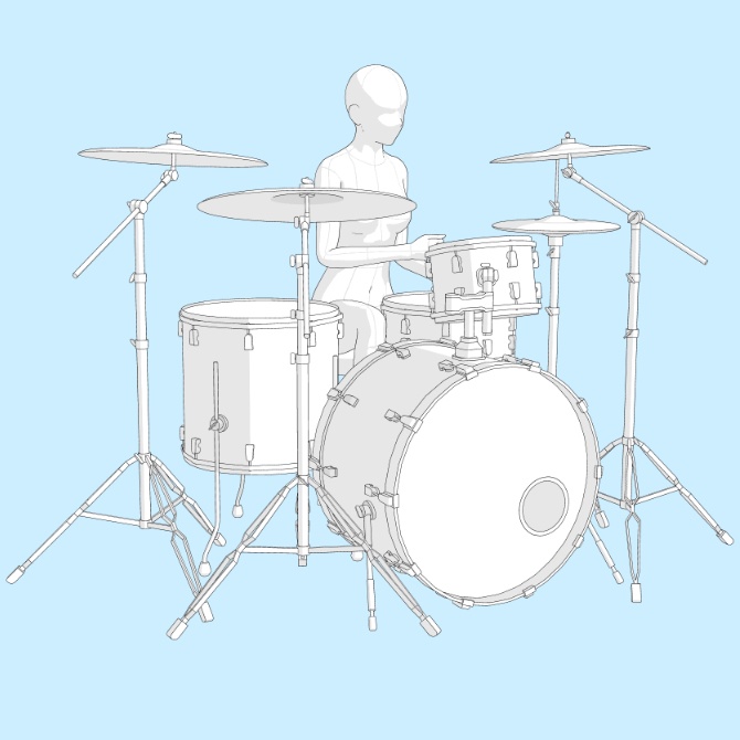 【3D素材】ドラムセット1【cs3o】
