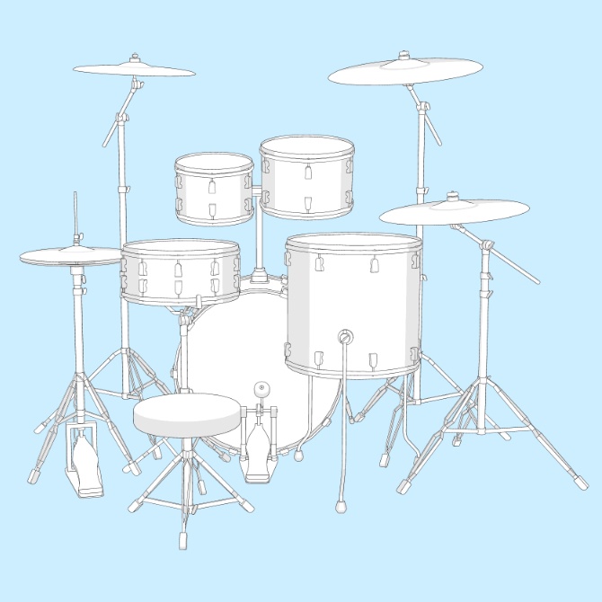 【3D素材】ドラムセット1【cs3o】