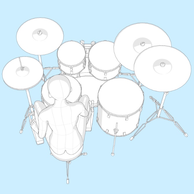 【3D素材】ドラムセット1【cs3o】