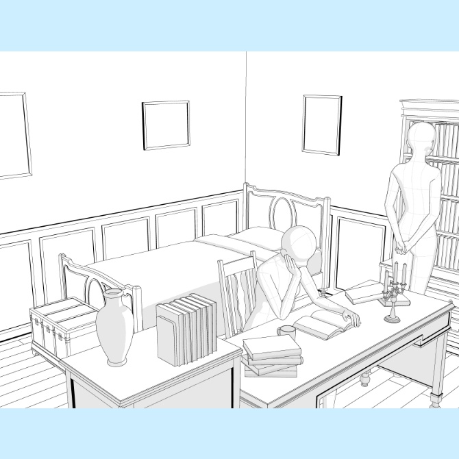【約23%OFF】【3D素材】西洋の部屋5点セット【cs3o】