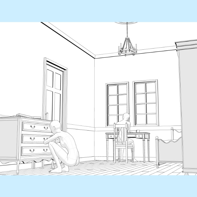 【約23%OFF】【3D素材】西洋の部屋5点セット【cs3o】