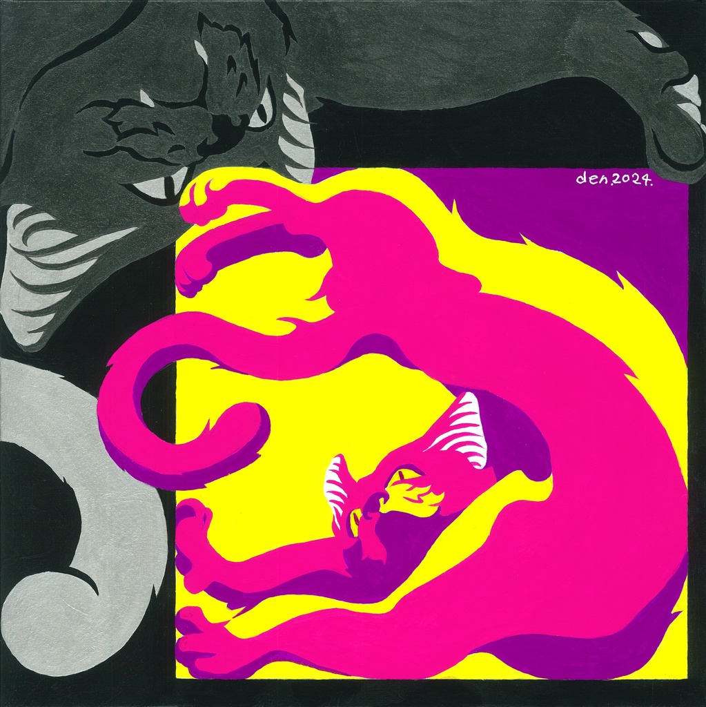 猫進行形H　絵画