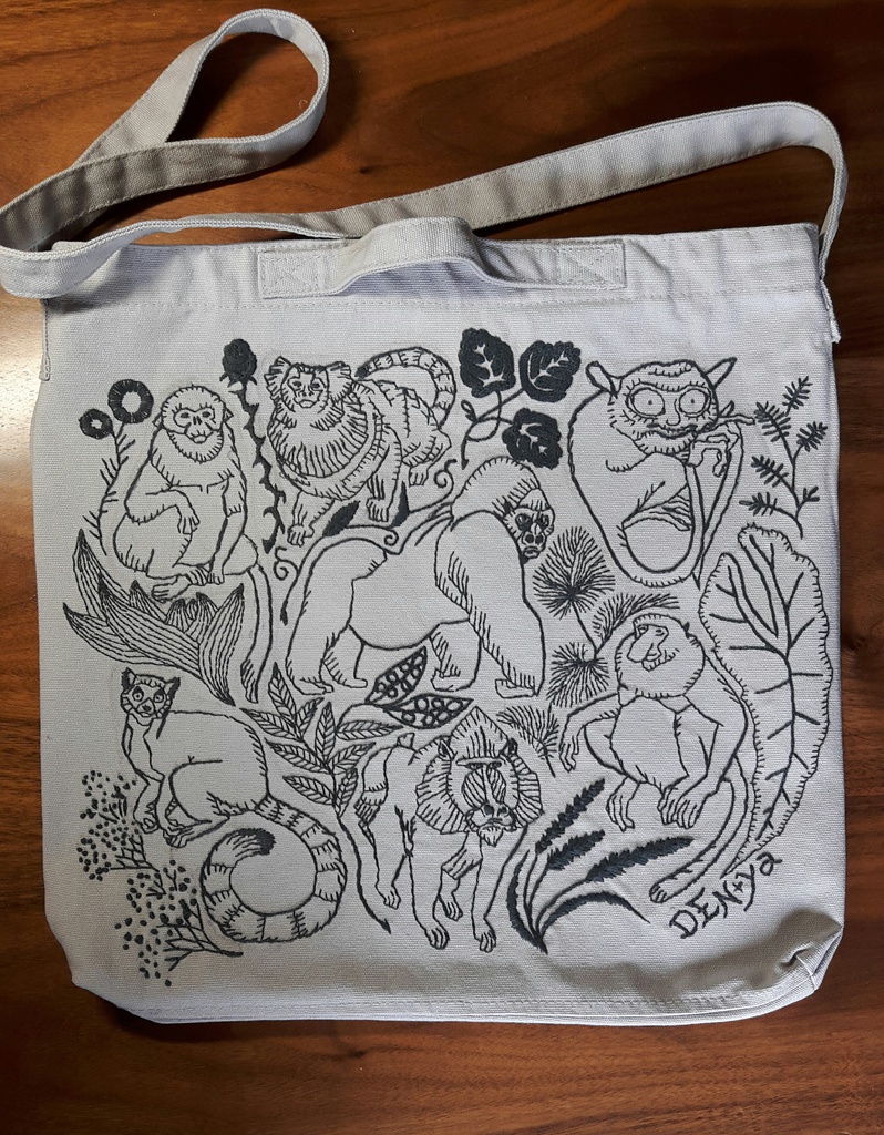 世界のサル 刺繍ショルダートートバッグ
