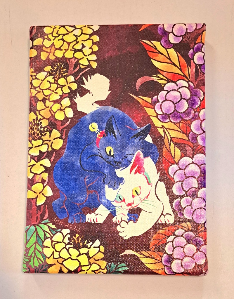 『花きょうだい　黒・白』キャンバスアート