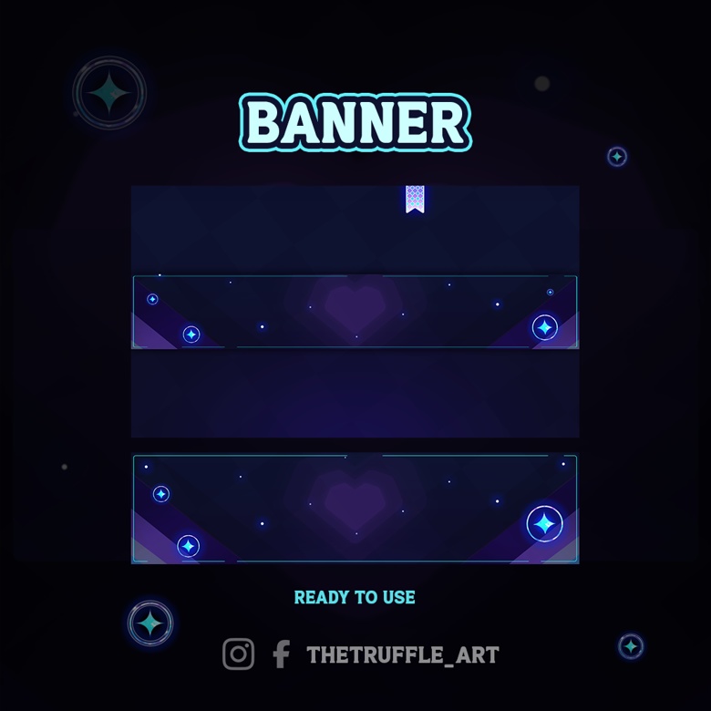 Neon Heart animated stream overlay,Neon Heart animated stream package