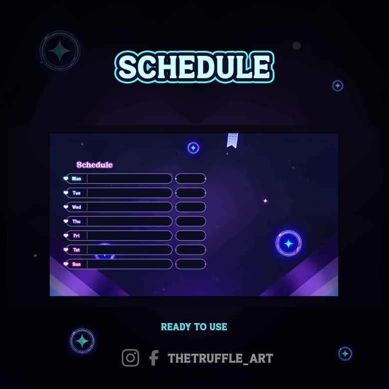 Neon Heart animated stream overlay,Neon Heart animated stream package