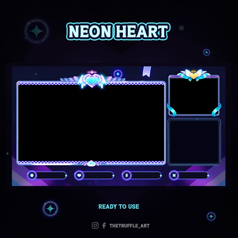 Neon Heart animated stream overlay,Neon Heart animated stream package