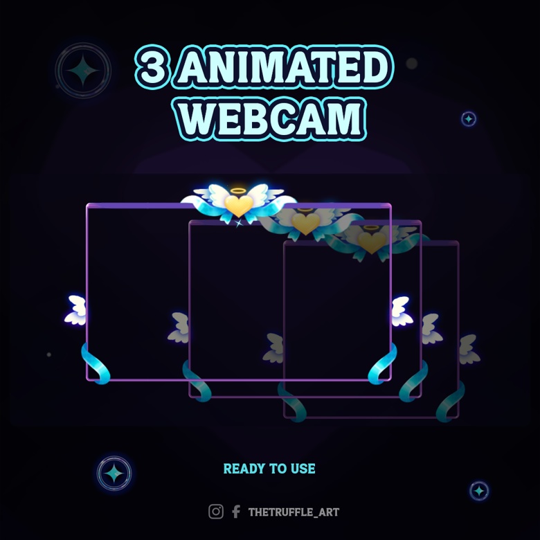 Neon Heart animated stream overlay,Neon Heart animated stream package