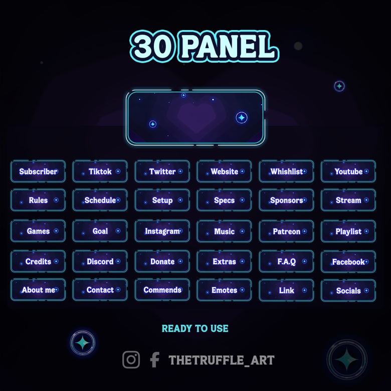 Neon Heart animated stream overlay,Neon Heart animated stream package