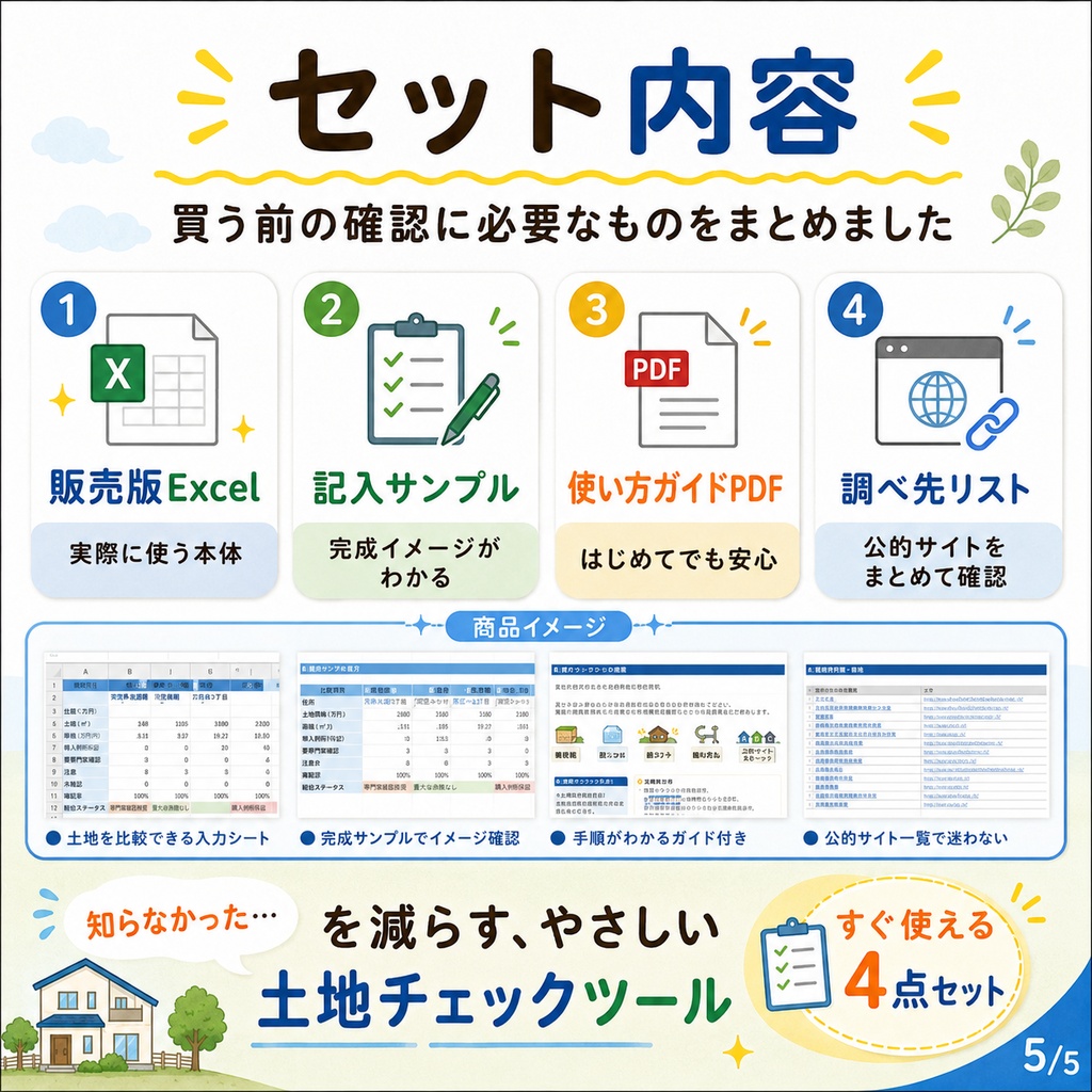 その土地、本当に買って大丈夫?|土地購入前チェックシート【92項目・3候補比較】