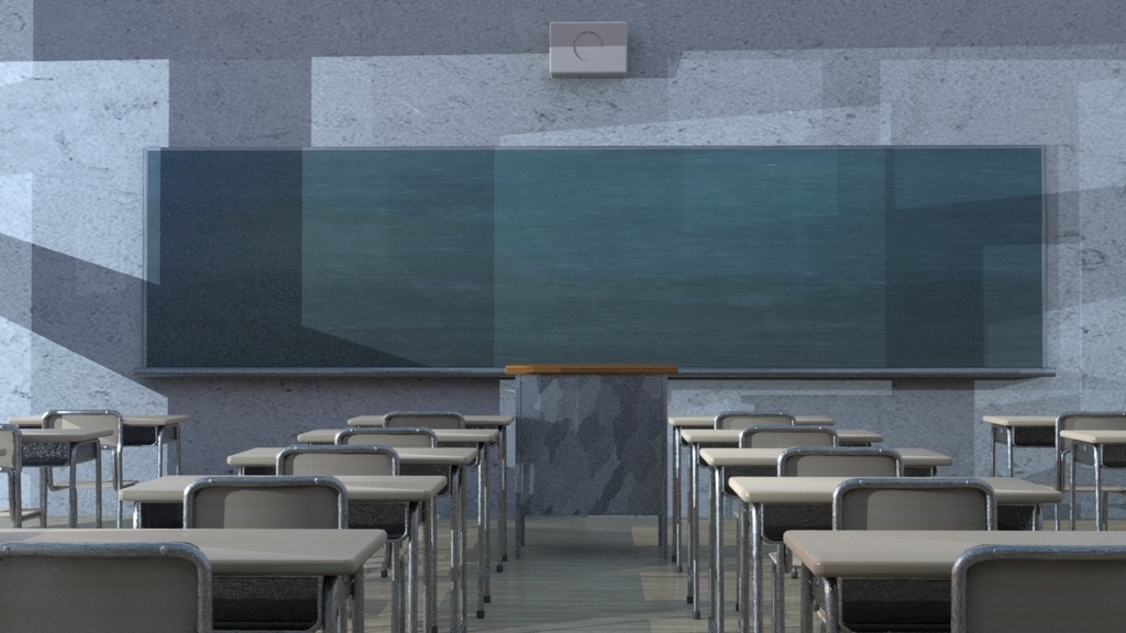 学校の教室(廊下付)【3Dモデル】