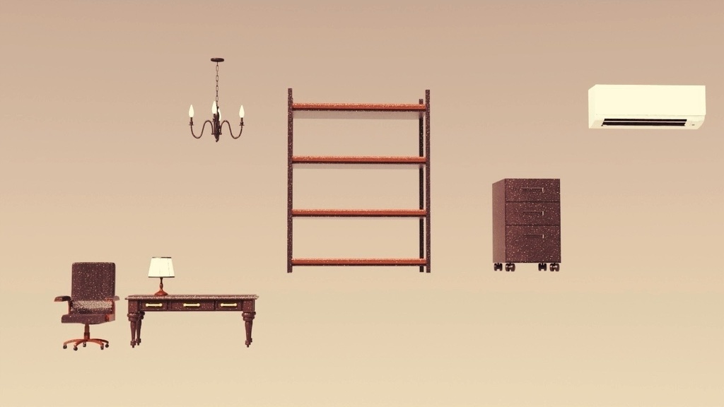 【3Dモデル素材】シンプル家具セット