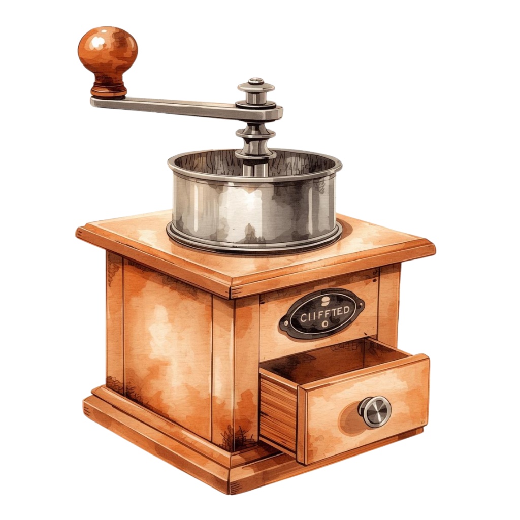 水彩カフェクリップアートセット(アンティークベージュ)|PNG透明背景