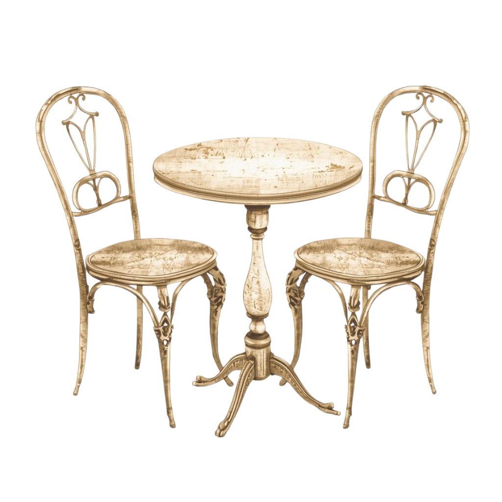 水彩カフェクリップアートセット(アンティークベージュ)|PNG透明背景