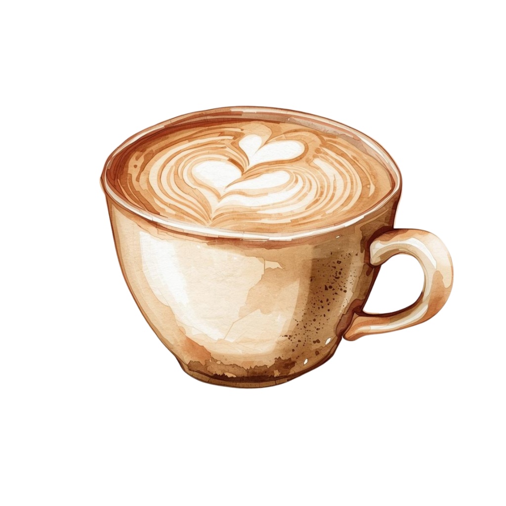 水彩カフェクリップアートセット(アンティークベージュ)|PNG透明背景