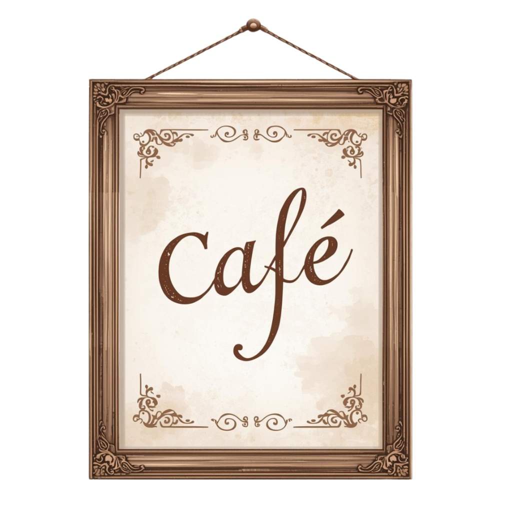 水彩カフェクリップアートセット(アンティークベージュ)|PNG透明背景