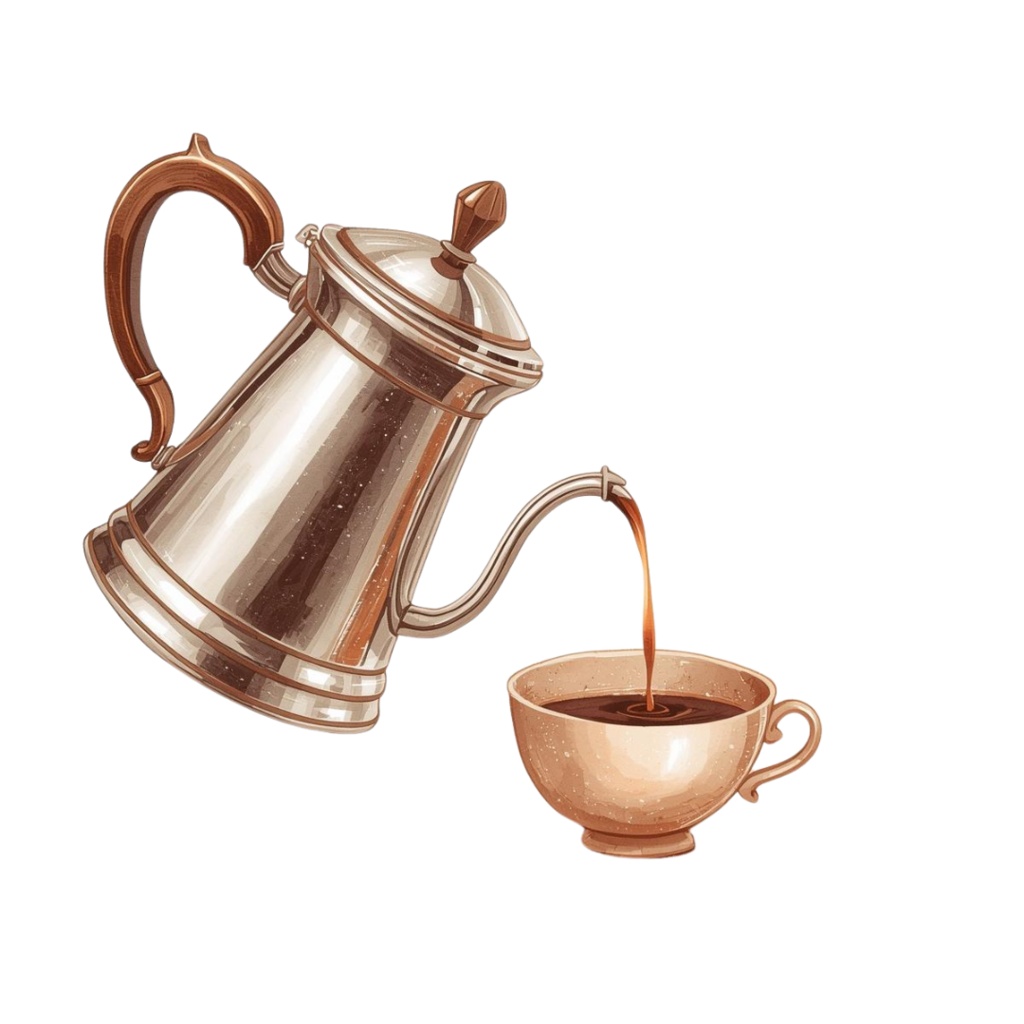 水彩カフェクリップアートセット(アンティークベージュ)|PNG透明背景