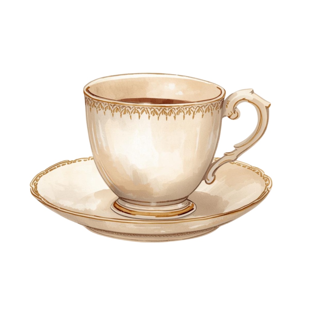 水彩カフェクリップアートセット(アンティークベージュ)|PNG透明背景