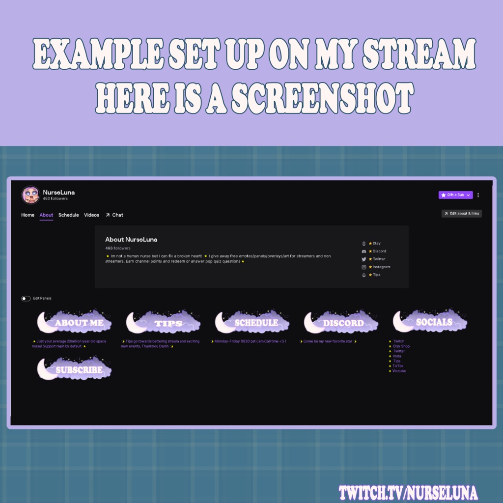 Twitch Lavender Moon Stream Panels