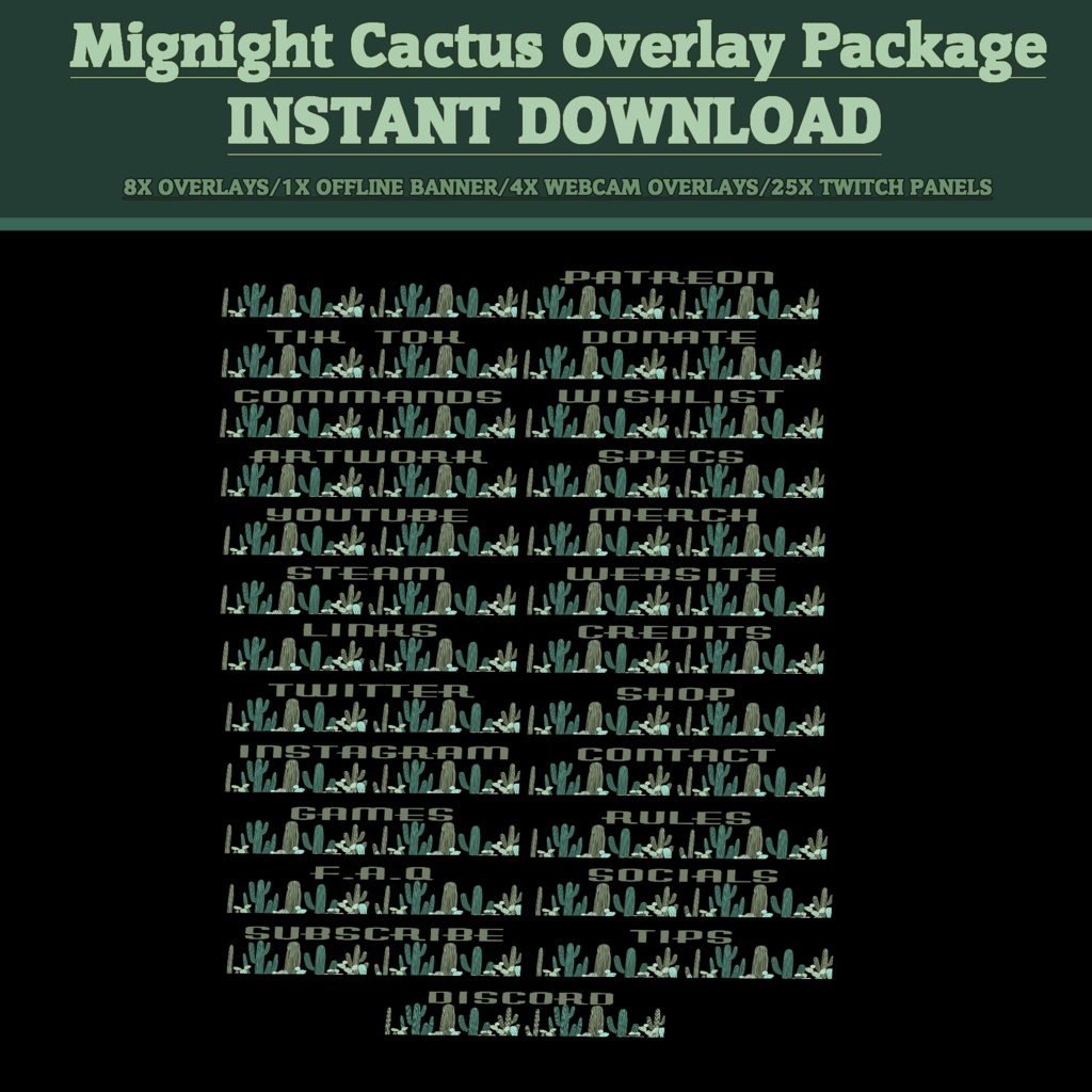 Midnight Cactus Twitch Overlay