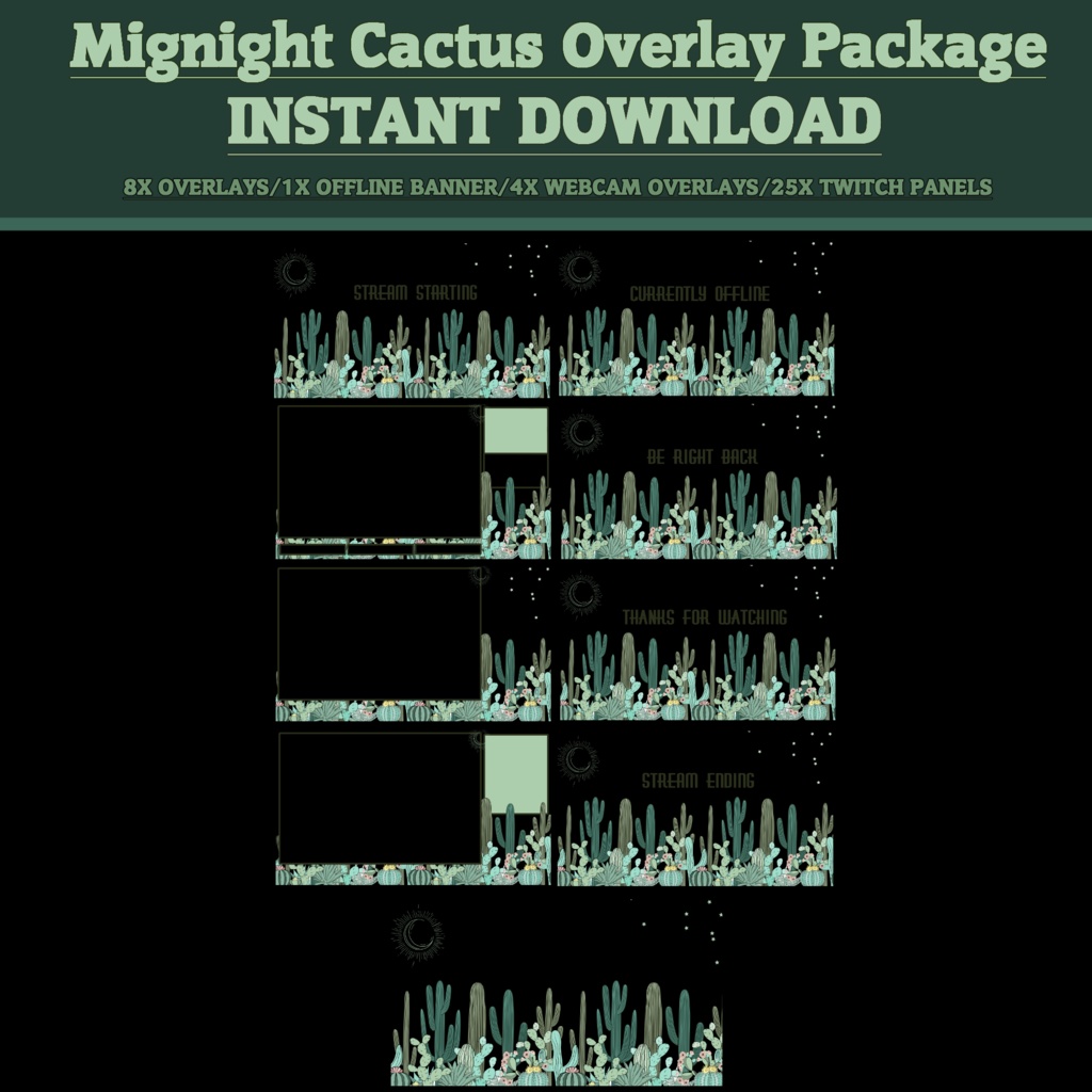 Midnight Cactus Twitch Overlay
