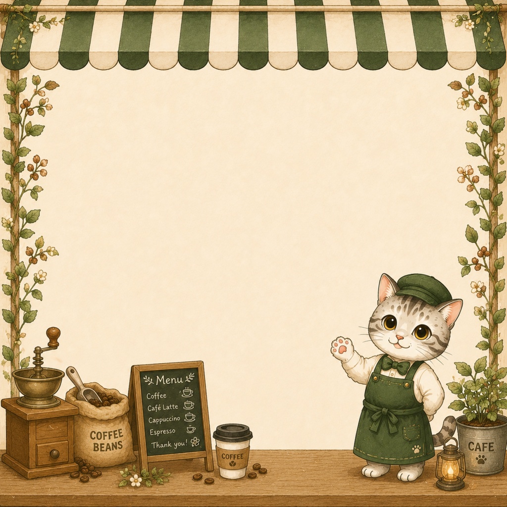 背景素材セット 猫のコーヒー屋さん パターン5