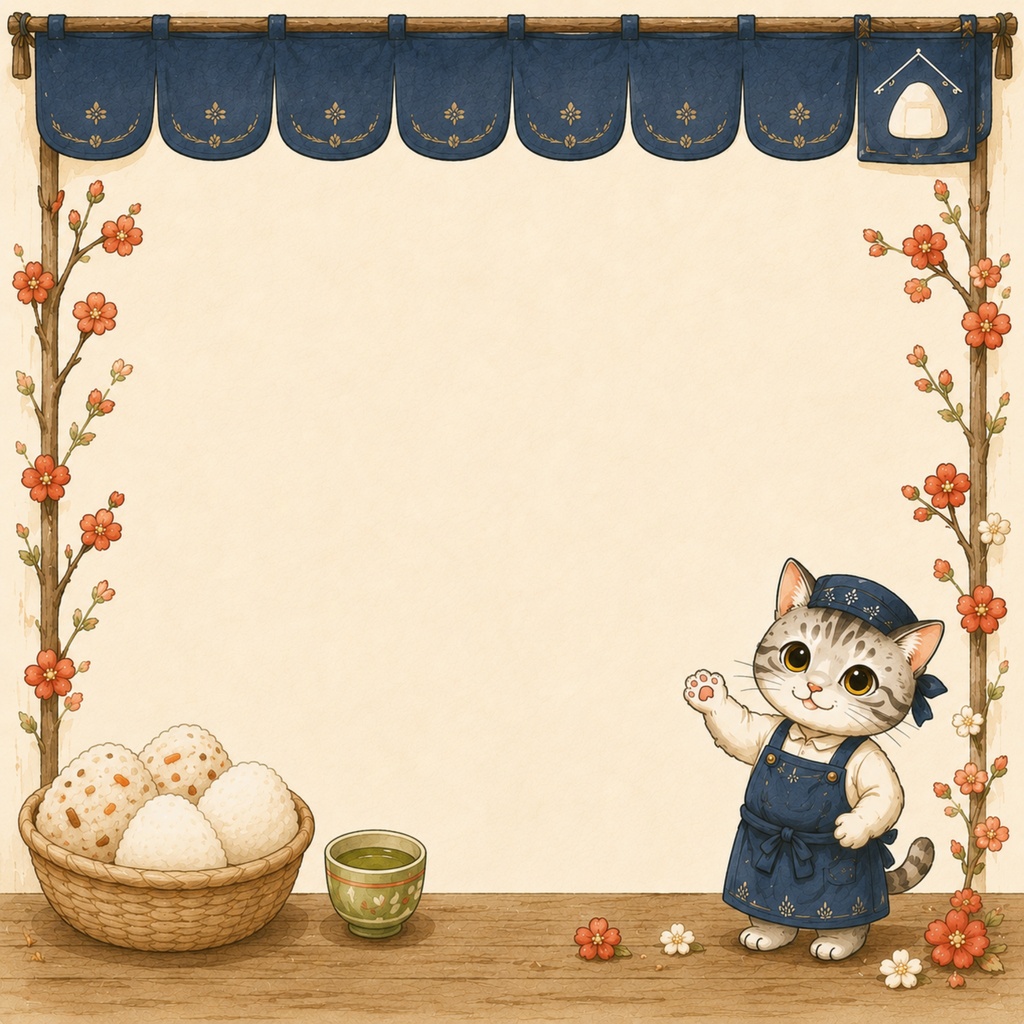 背景素材セット 猫のおにぎり屋さん 5パターン