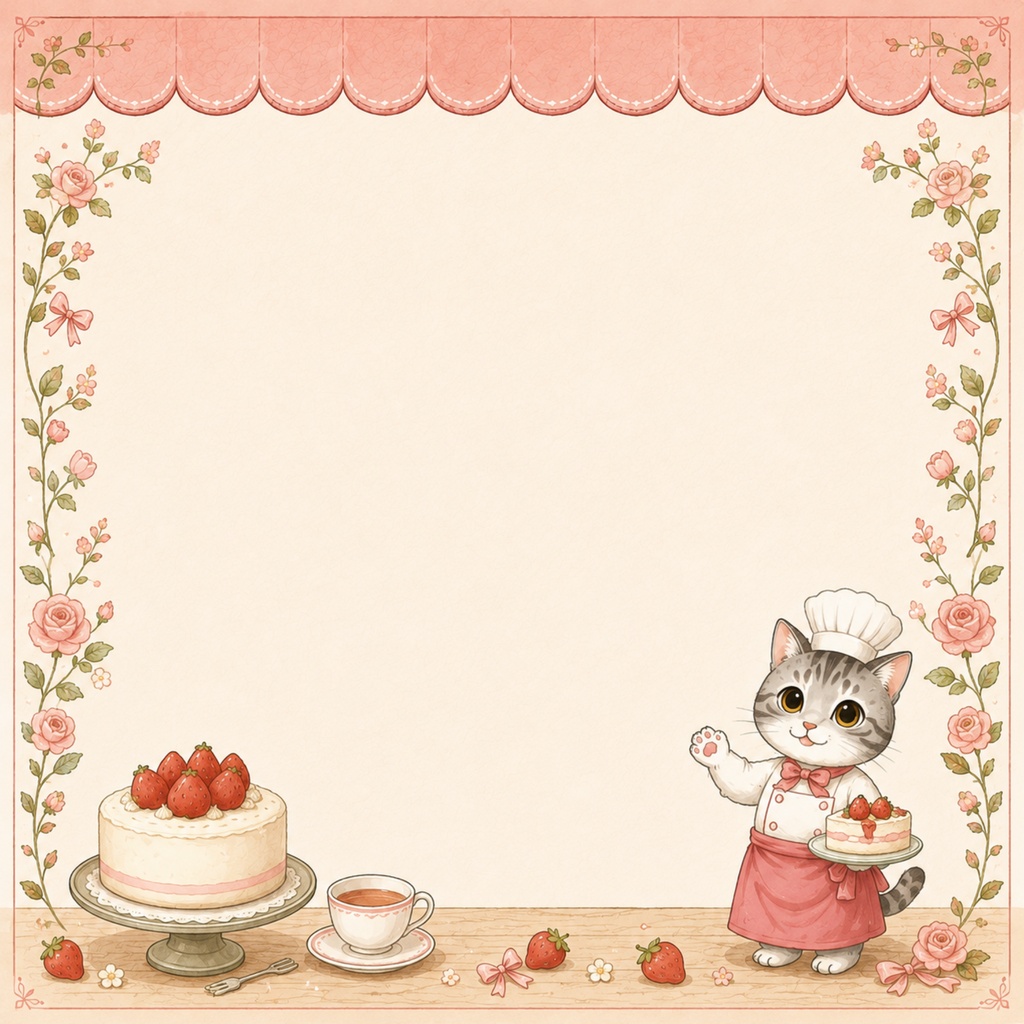 背景素材セット 猫のケーキ屋さん 5パターン