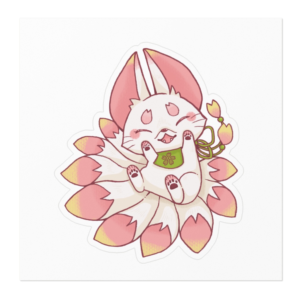 白桜九尾ステッカー