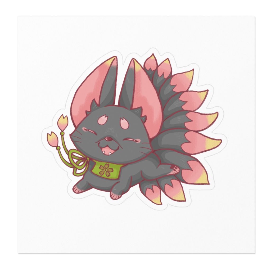 黒桜九尾ステッカー