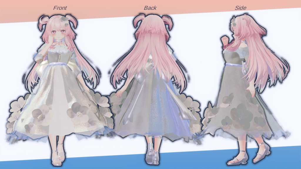 【8アバター対応】ネモフィラのシースルーワンピース【VRC向け3D衣装】