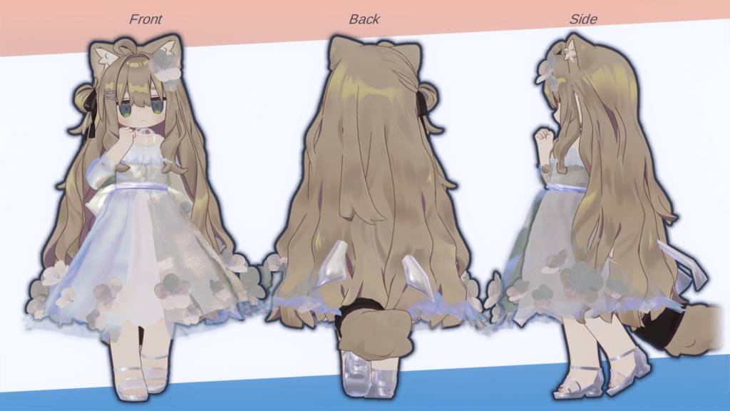 【8アバター対応】ネモフィラのシースルーワンピース【VRC向け3D衣装】