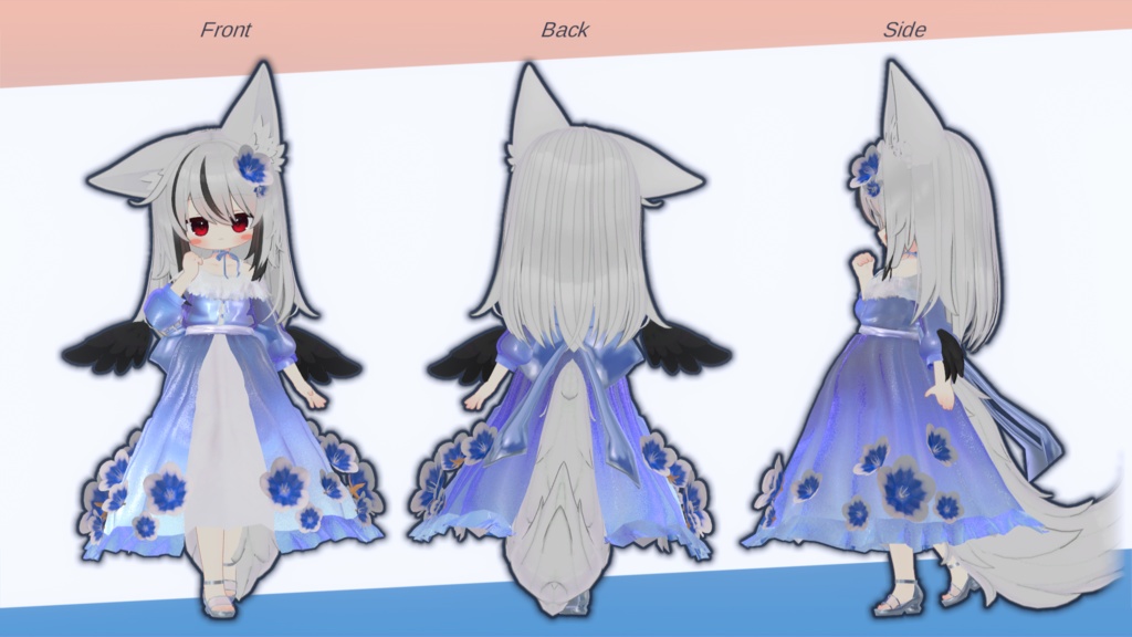 【8アバター対応】ネモフィラのシースルーワンピース【VRC向け3D衣装】