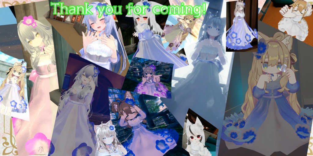 【8アバター対応】ネモフィラのシースルーワンピース【VRC向け3D衣装】