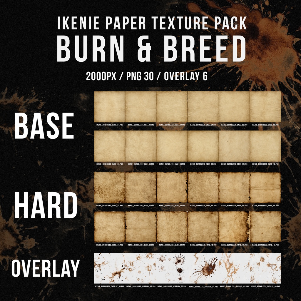 IKENIE PAPER TEXTURE PACK – BURN & BLEED