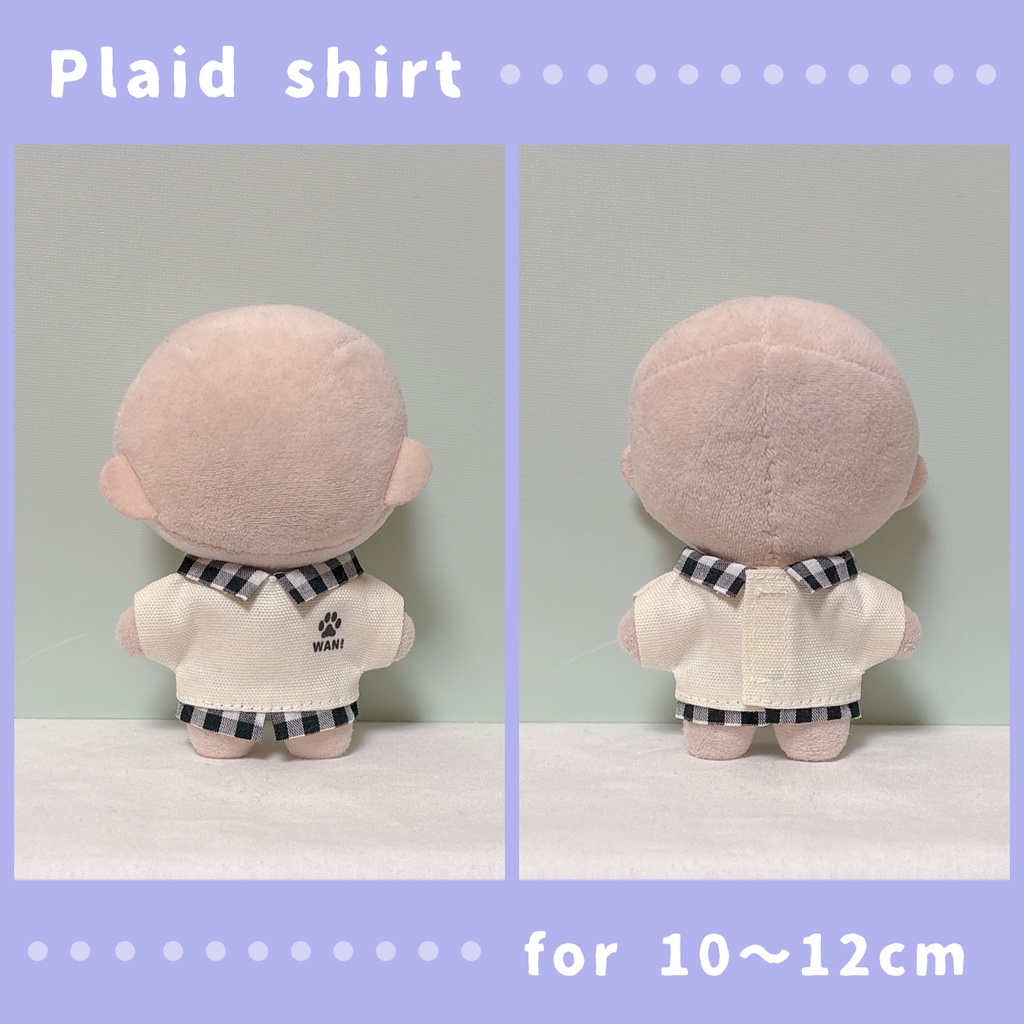 チェックの重ね着風シャツ(10〜12cmぬいぐるみサイズ)