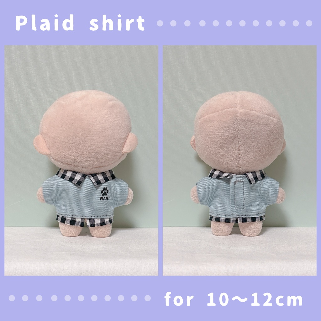 チェックの重ね着風シャツ(10〜12cmぬいぐるみサイズ)