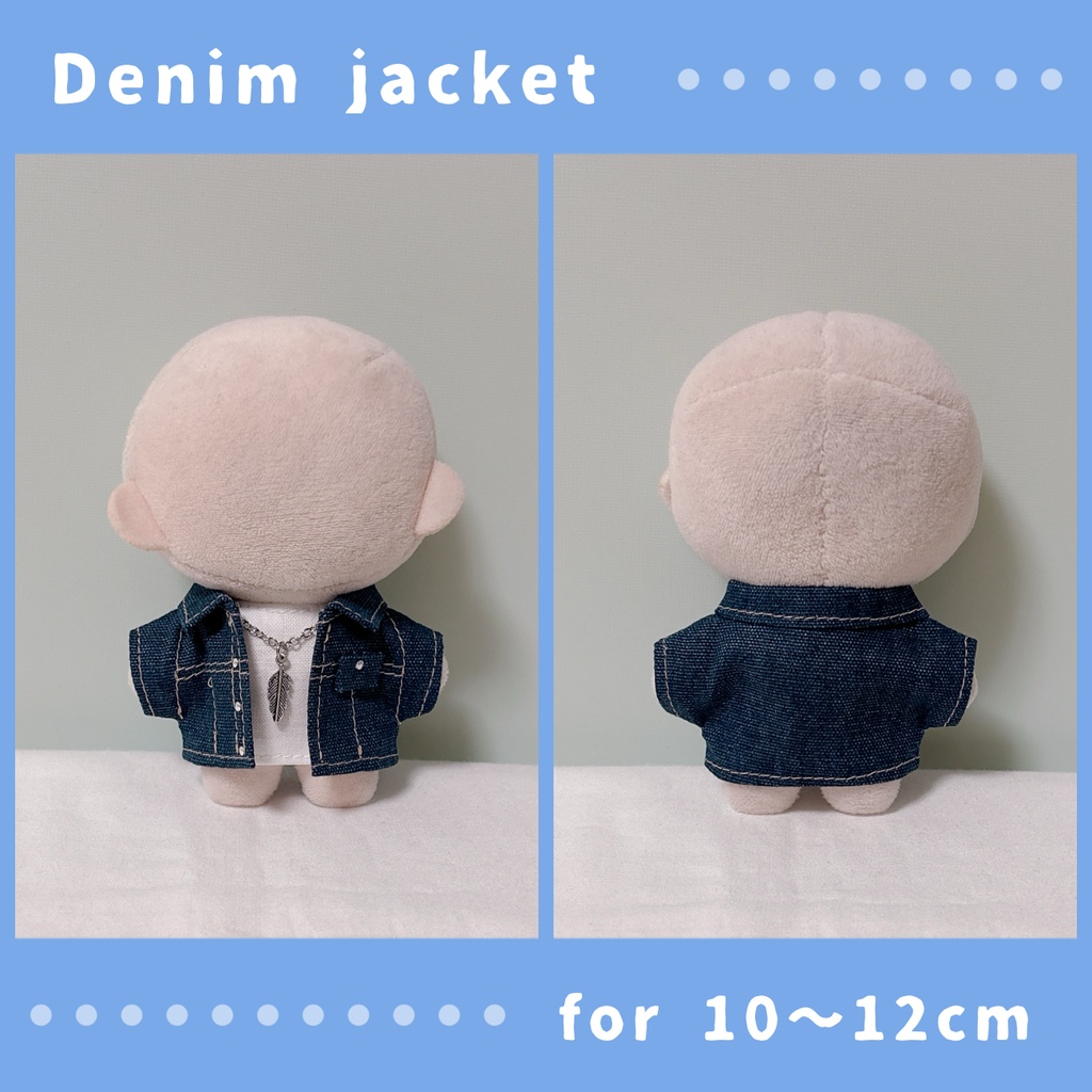 デニムジャケット&ネックレスTシャツ(10〜12cmぬいぐるみサイズ)
