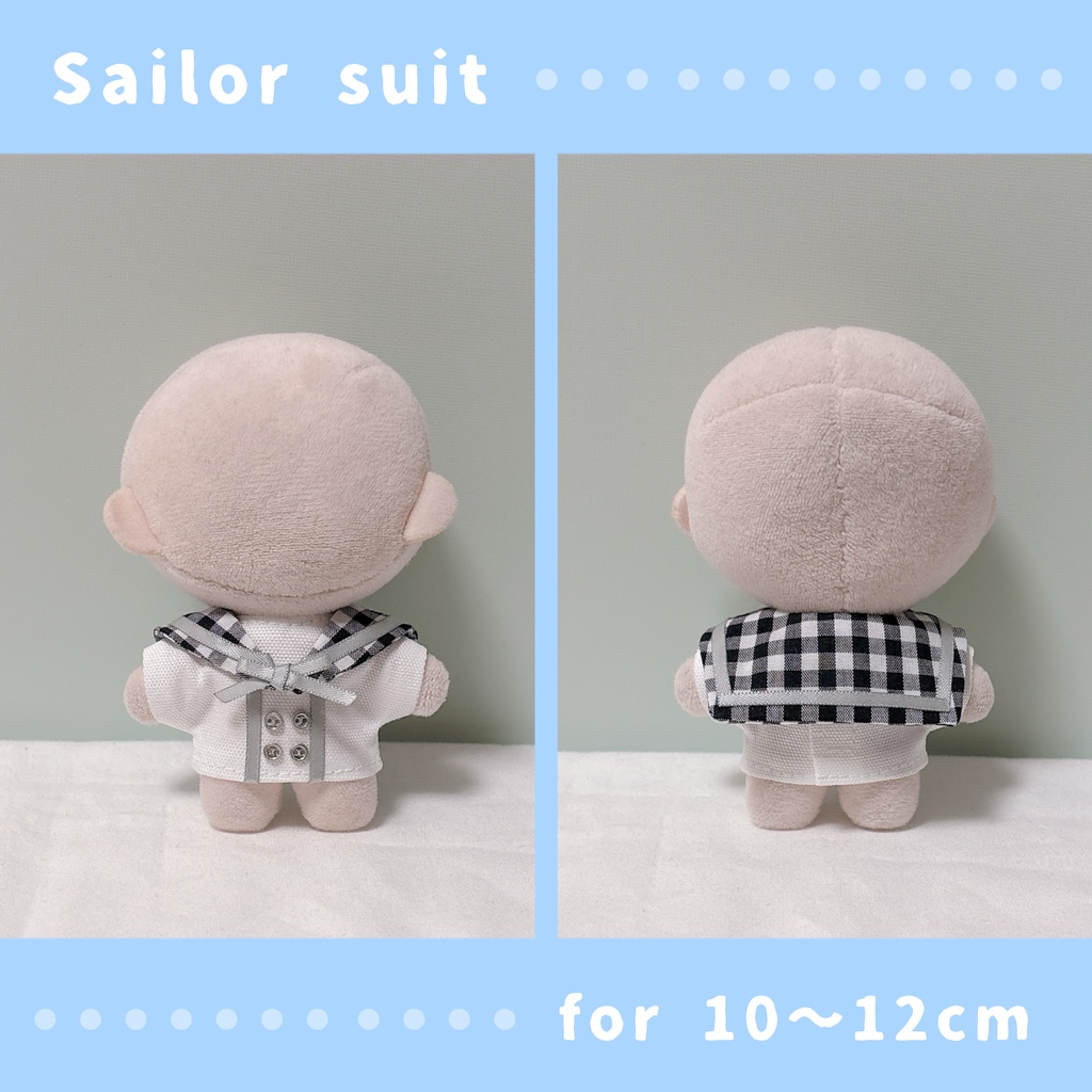 チェック襟のセーラー服(10〜12cmぬいぐるみサイズ)