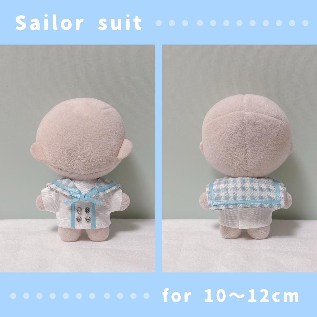 チェック襟のセーラー服(10〜12cmぬいぐるみサイズ)