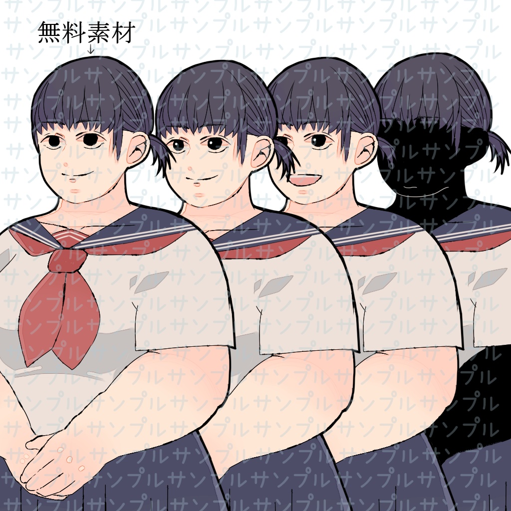 【NPC立ち絵素材】立ち絵素材(モブ女子/学生/ぽっちゃり)