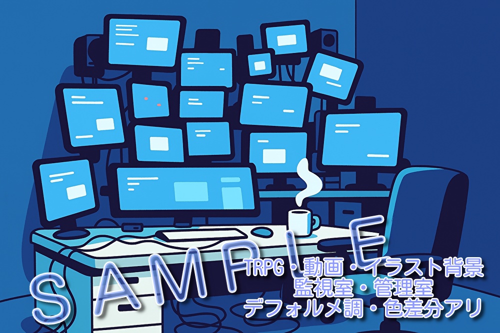 背景画像素材「制御室・監視室」デフォルメ調