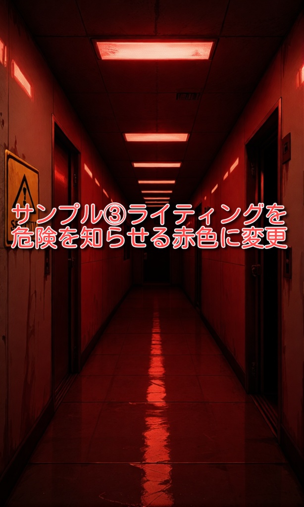 背景画像素材「不穏な直線廊下」 リアル調