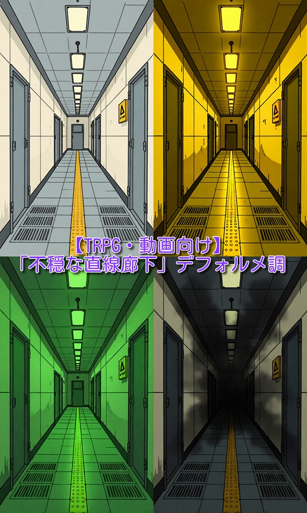 背景画像素材「不穏な直線廊下」 デフォルメ調