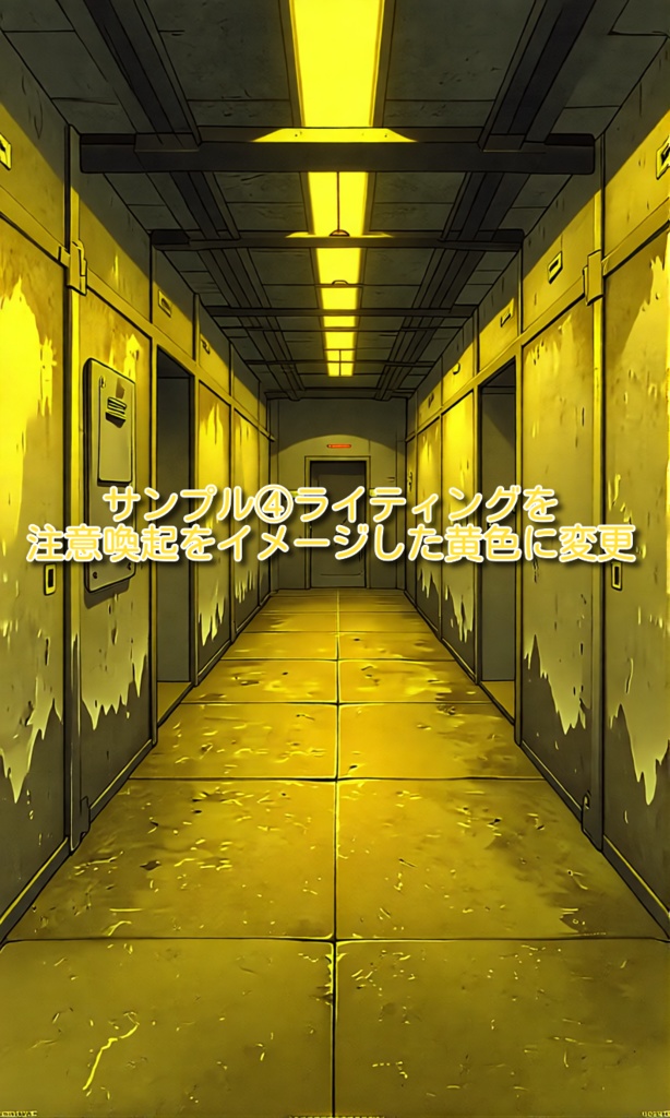 背景画像素材「不穏な直線廊下」 デフォルメ調