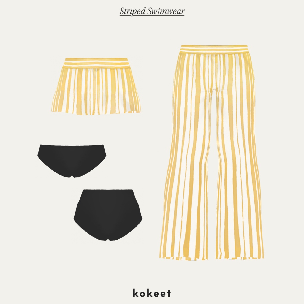 Striped Swimwear #VRoid #kokeet
