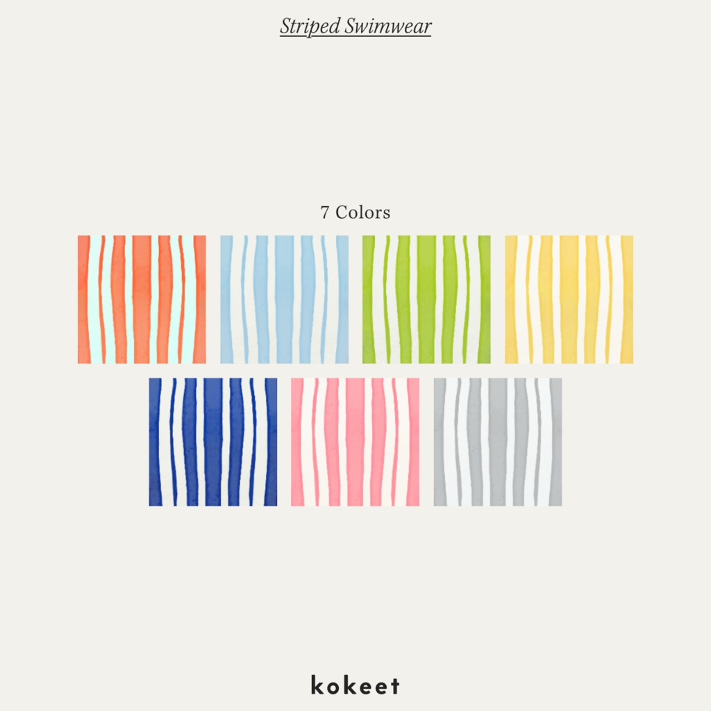 Striped Swimwear #VRoid #kokeet