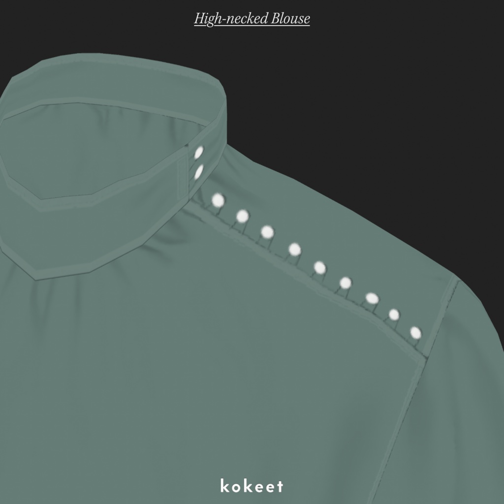 High-necked Blouse #VRoid #kokeet