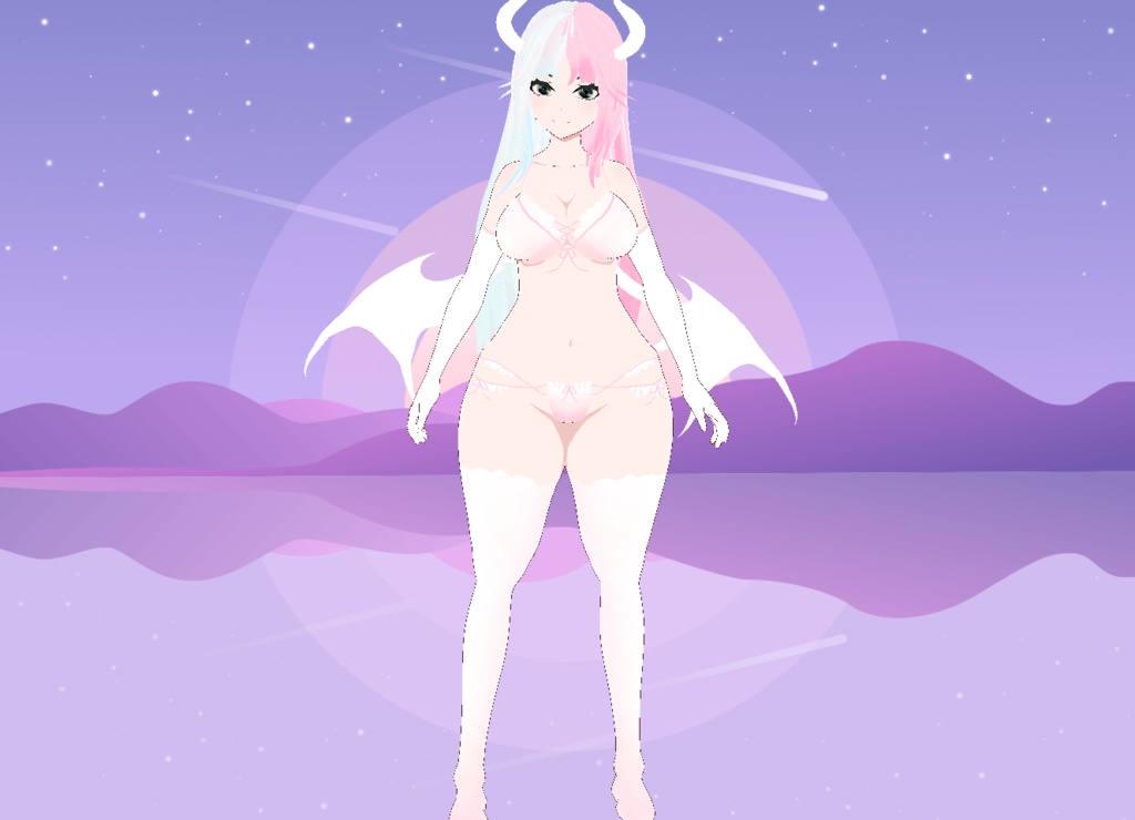 【VRoid】Pink Ruffle Lingerie